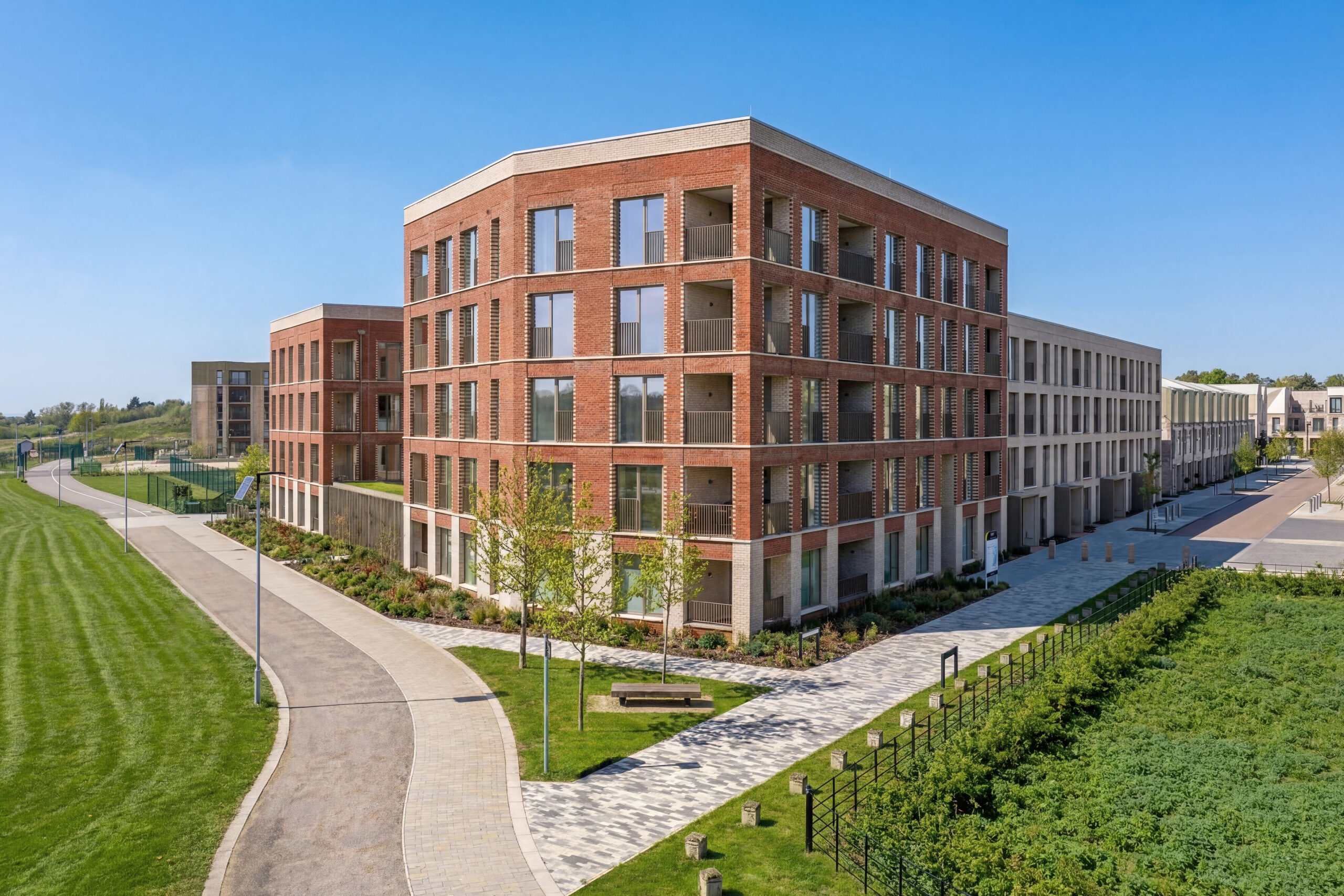 Fusion apartments beside landscaped green space
