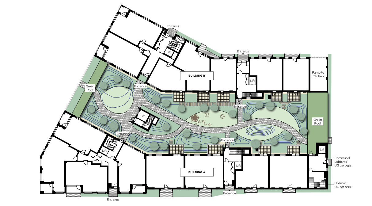 Fusion landscaped courtyard plan