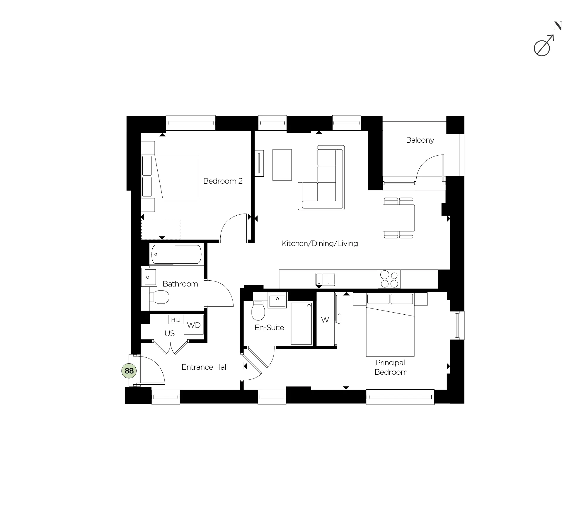 Floorplan for Fusion Apartment 88
